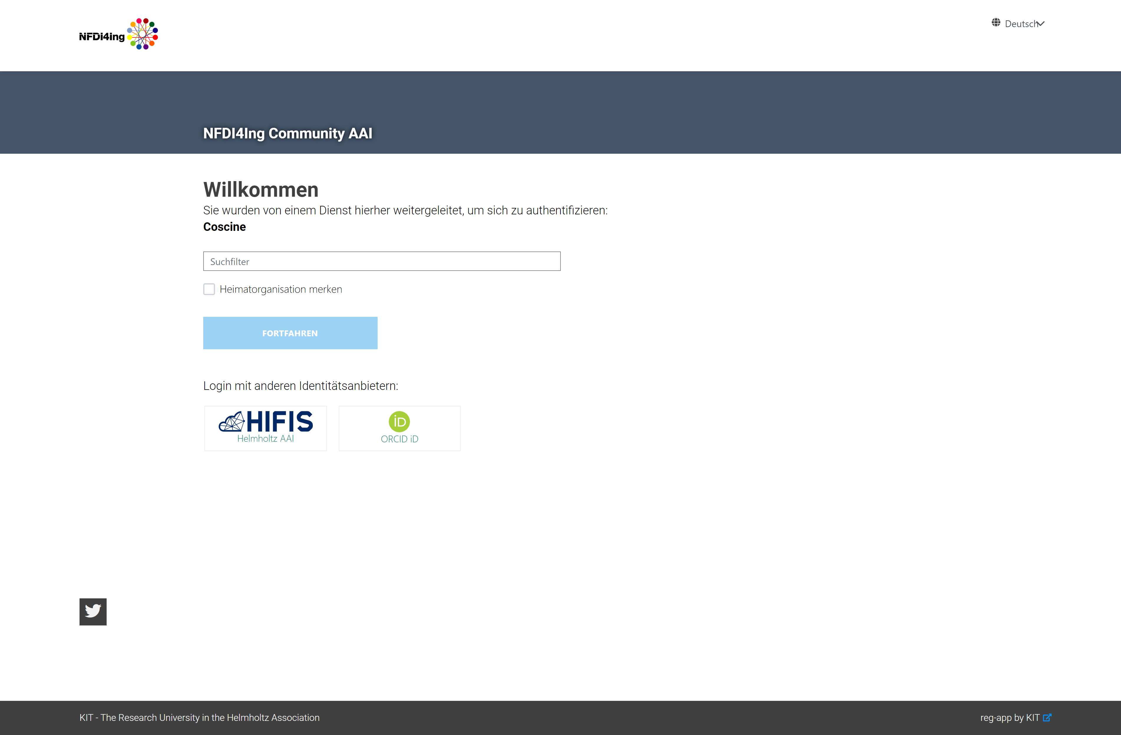 NFDI4Ing Community AAI Loginseite