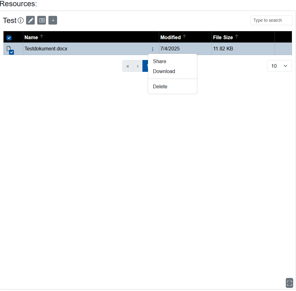 Datei-Explorer mit Menü, vom dem drei Punkte Symbol, für Download