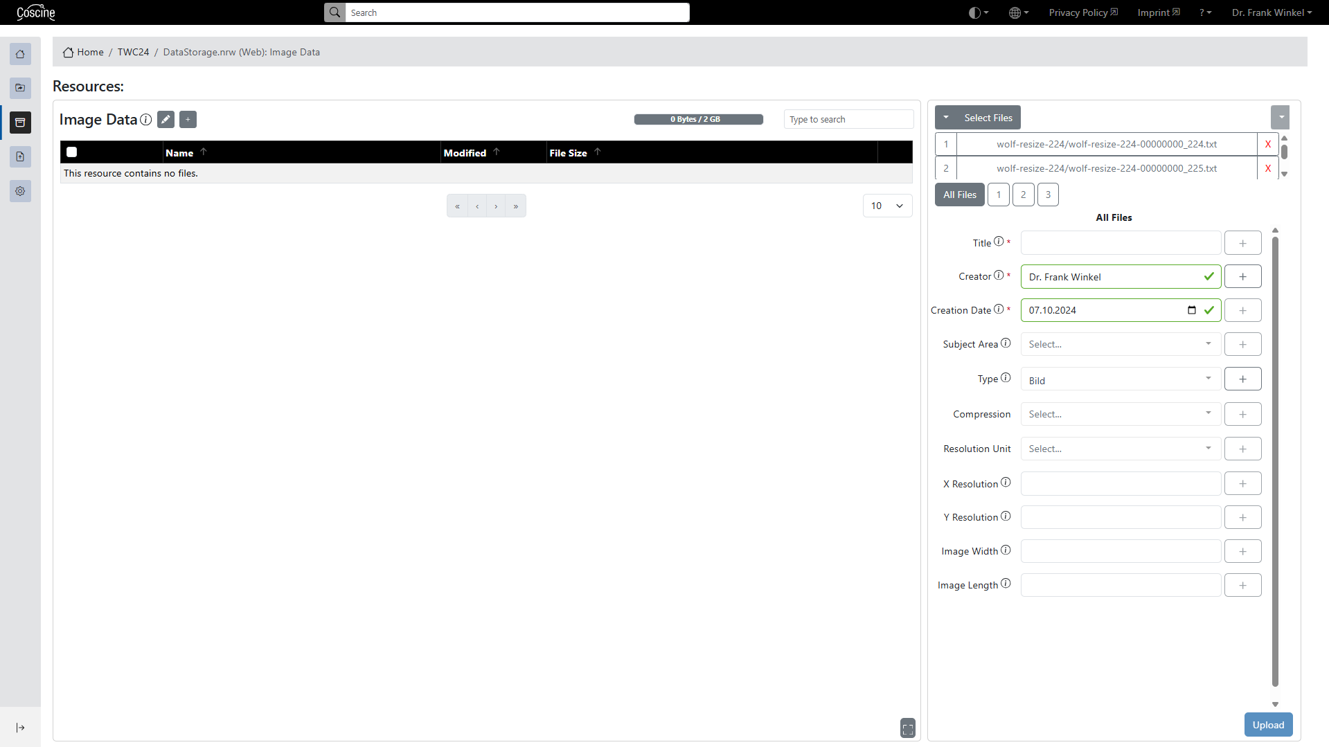 Preview of the files to be uploaded.