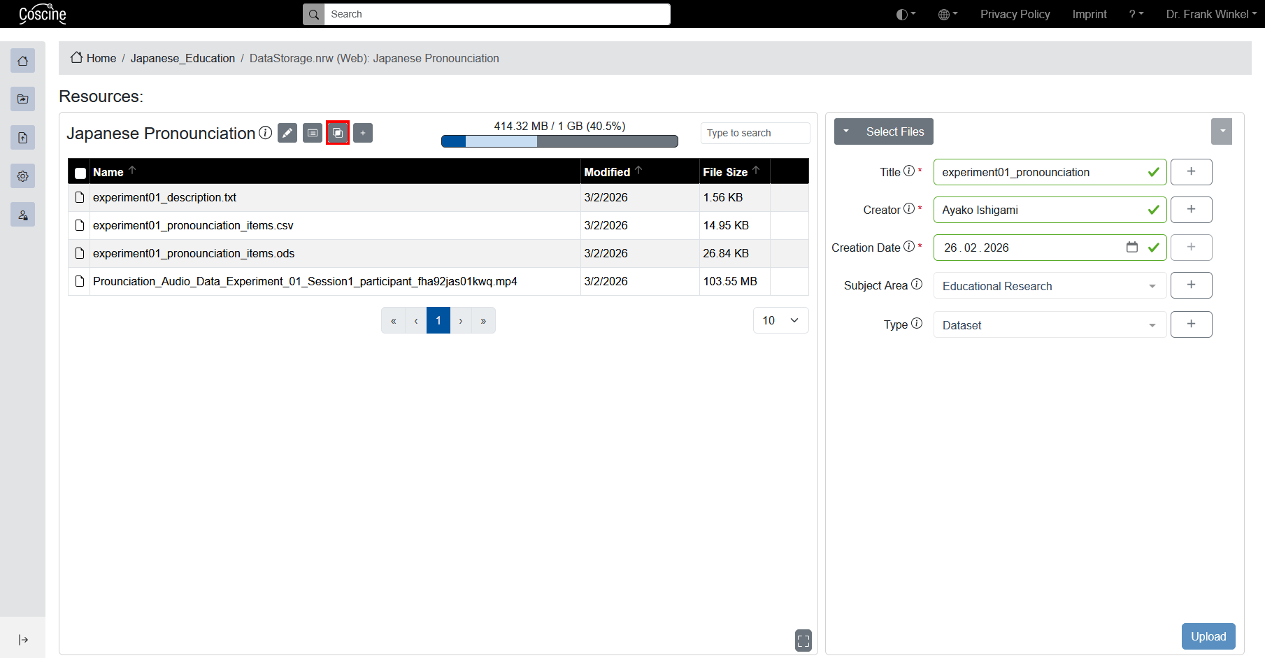 image of UI resource overview which shows used quota and allows highlighting how much space is used by backup versions
