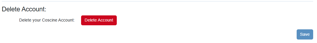 Delete button on the user profile page.